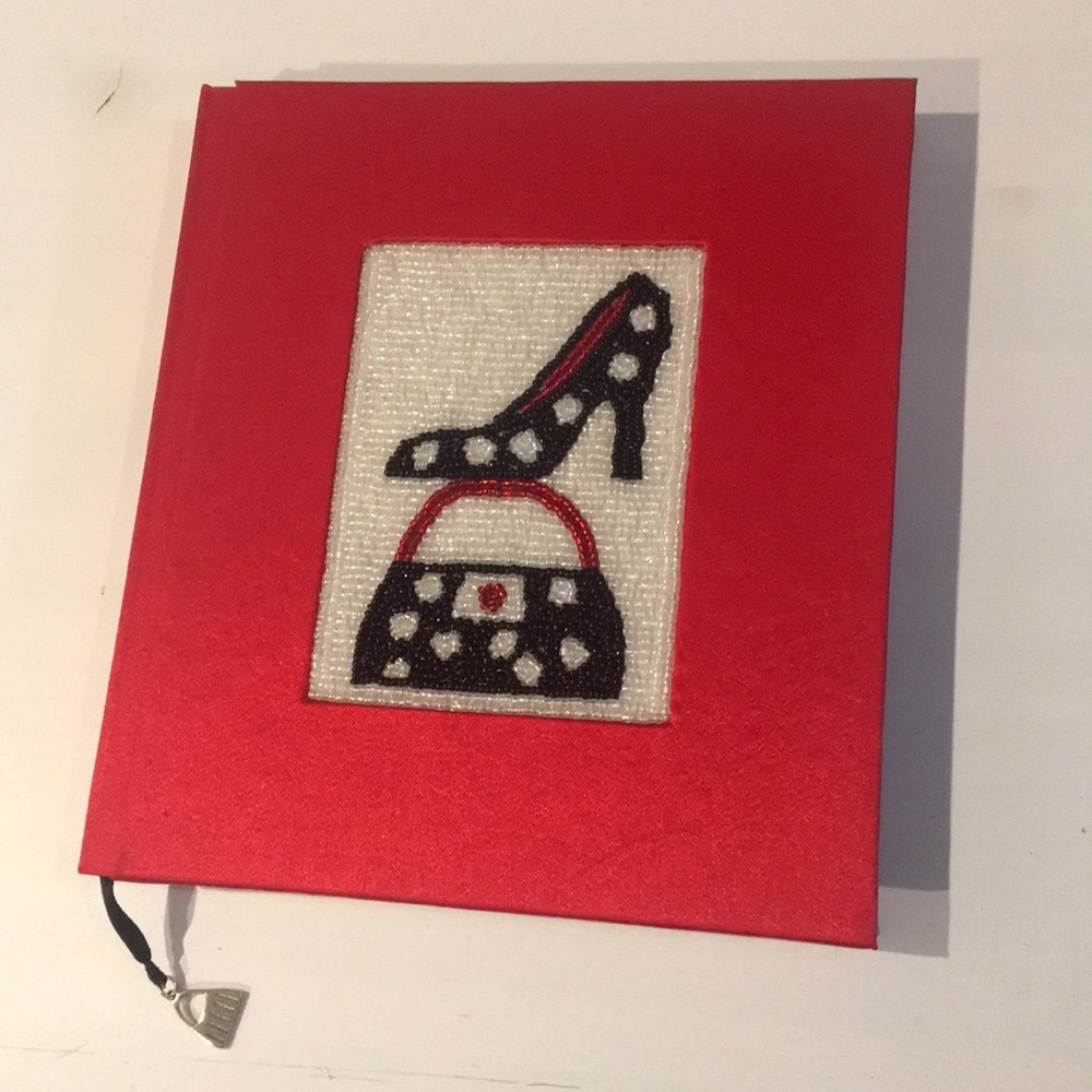 Red Notebook with Beaded Purse and Shoe